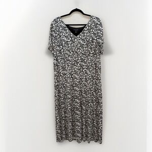 LOT OF 2: PERCEPTIONS BLACK WHITE  FIT & FLARE SOFT GIRL MIDI DRESS Sz 2X  WOMEN